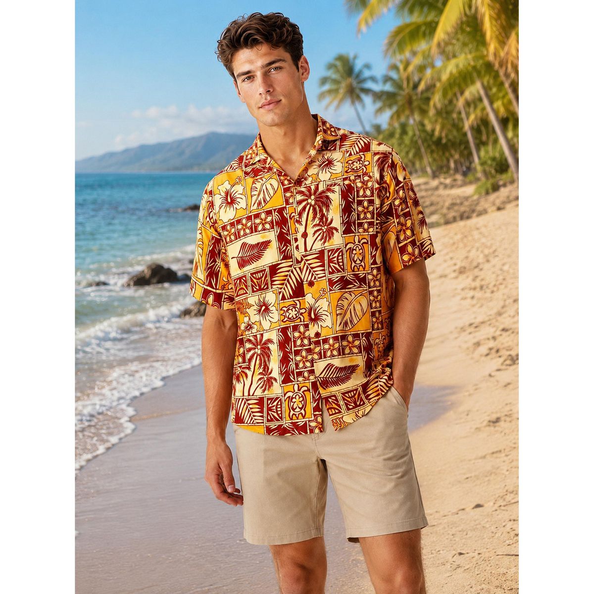 LA LEELA Men's Hawaiian Shirts Short Sleeve Button Down Shirt Mens Summer Shirts Casual Beach Vacation Hawaii Island Shirts Funny 5XL Turtle - thumbnail 5