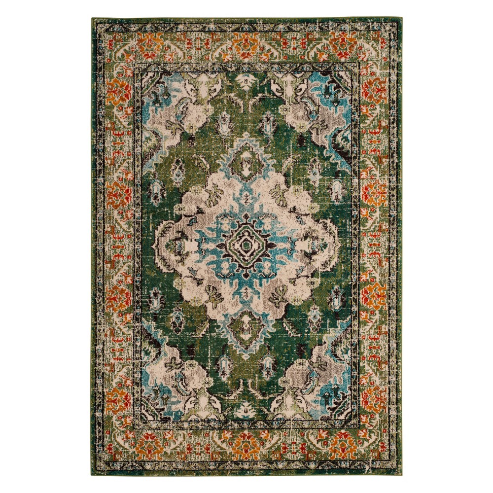 Safavieh Monaco Forest Green and Light Blue 4' x 5'7" Area Rug