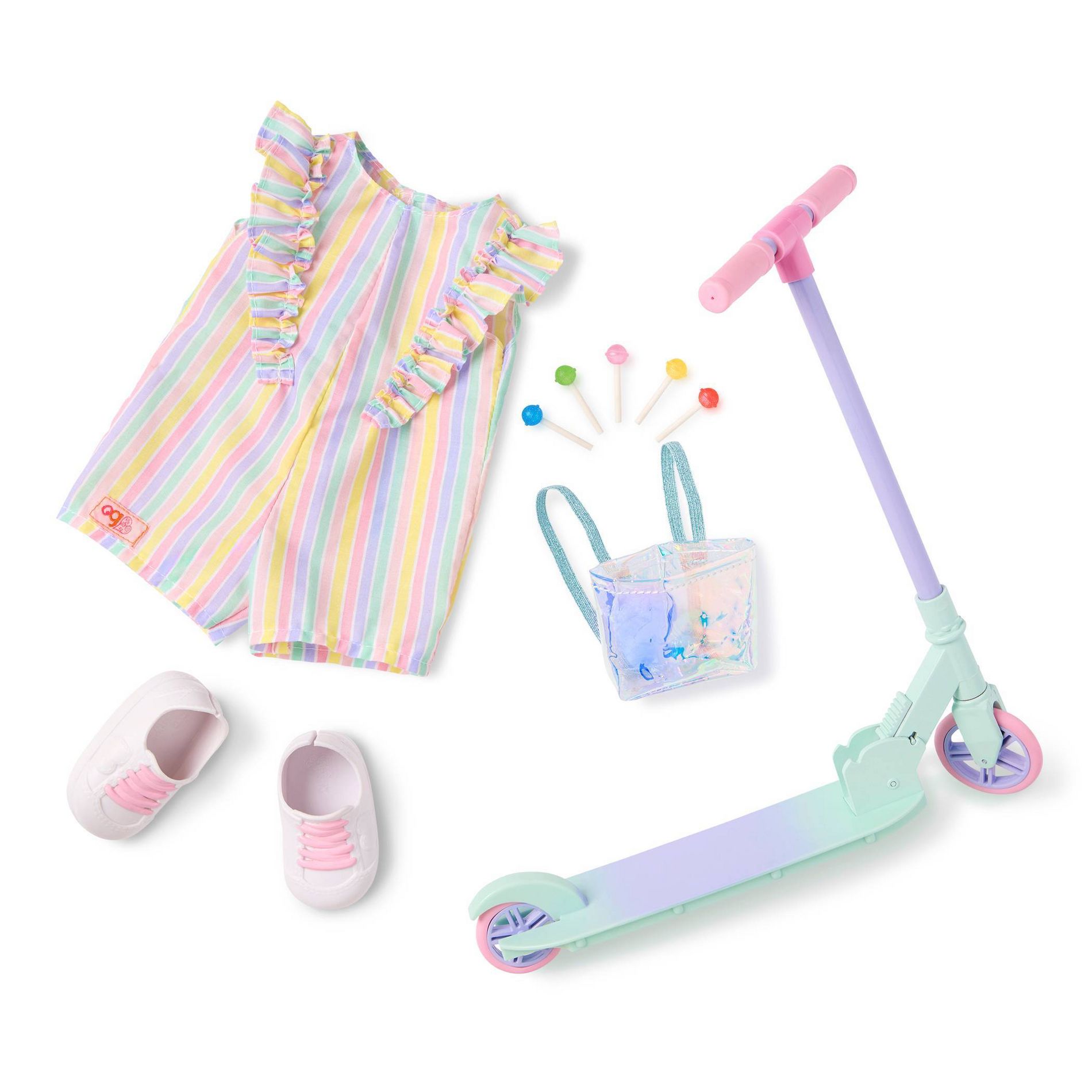 Our Generation Ride the Rainbow Romper Outfit and Scooter Accessory for 18" Dolls: Sports & Outdoor Adventure Set