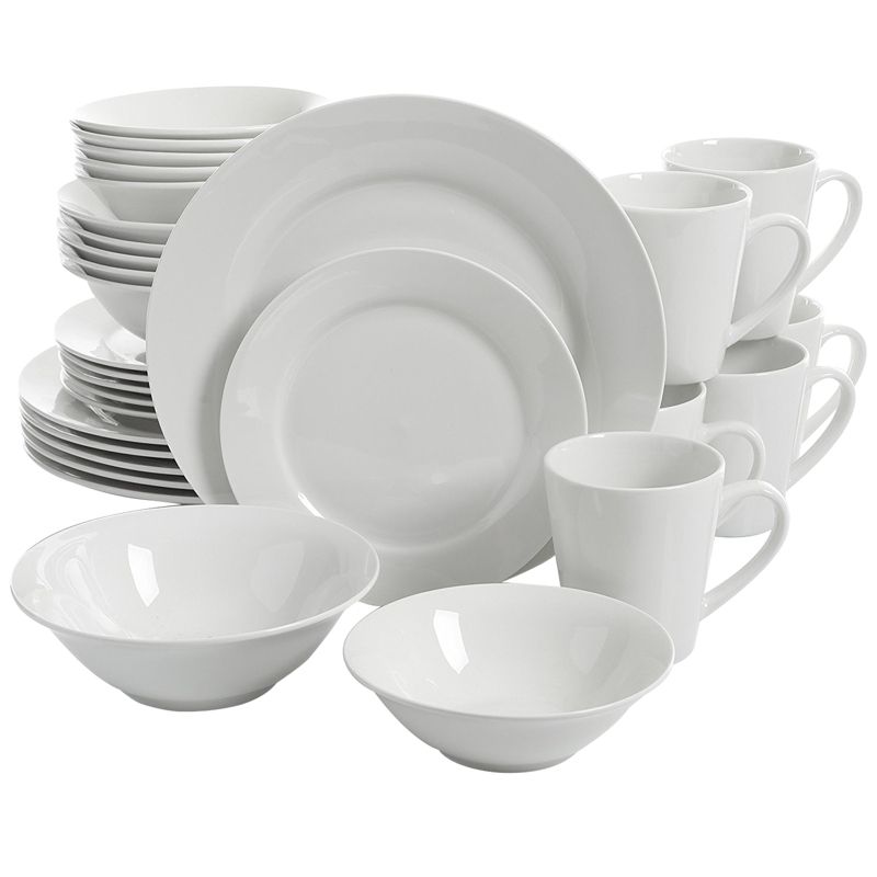 Gibson Home Noble Court 30 Piece Ceramic Dinnerware Set in White, 4 of 7