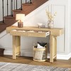Wooden Narrow Entryway Console Table,Console Table With Storage Drawers And Wood Tabletop,Rattan Accent Living Room Console Table-Cuddlewood - 2 of 4