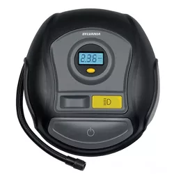 SYLVANIA Plus Portable Tire Inflator - LED Digital Display Gauge - LED Work Light - 3 Piece Adapter Set for Sports Balls, Vehicle Tires, Bike Tires, and Inflatable Toys
