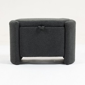 PAGED Chenille Fabric Ottoman, Modern Vanity Chair Footrest Stool with Wooden Frame and Foam Filling, Small End Table for Living Room, Bedroom - 1 of 4