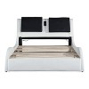 NicBex Queen/King Faux Leather Upholstered Bed Frame with LED,Wave Like Curve Platform Bed Frame with Bluetooth,Backrest Vibration Massage - 3 of 4
