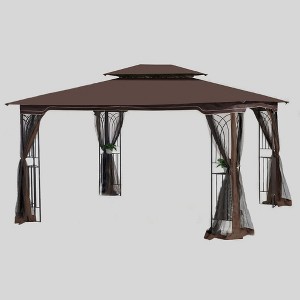 TiramisuBest 13'x10' Retractable Pergola Patio Gazebo，Canopy for Gardens/Terraces/Backyard (Beige) - 1 of 4