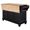 Natural Wood Top Storage Cabinet with 5 Sturdy Casters, Spice Rack Towel Holder, 2 Storage Drawers Cabinet for Kitchen, Entrance Buffet Cabinet - 3 of 4