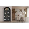 73 Inch Tall Metal Arched Storage Cabinet with Glass Doors, Modern Kitchen Pantry and Cupboard for Living and Dining Room,Durable Black Finish - 3 of 4