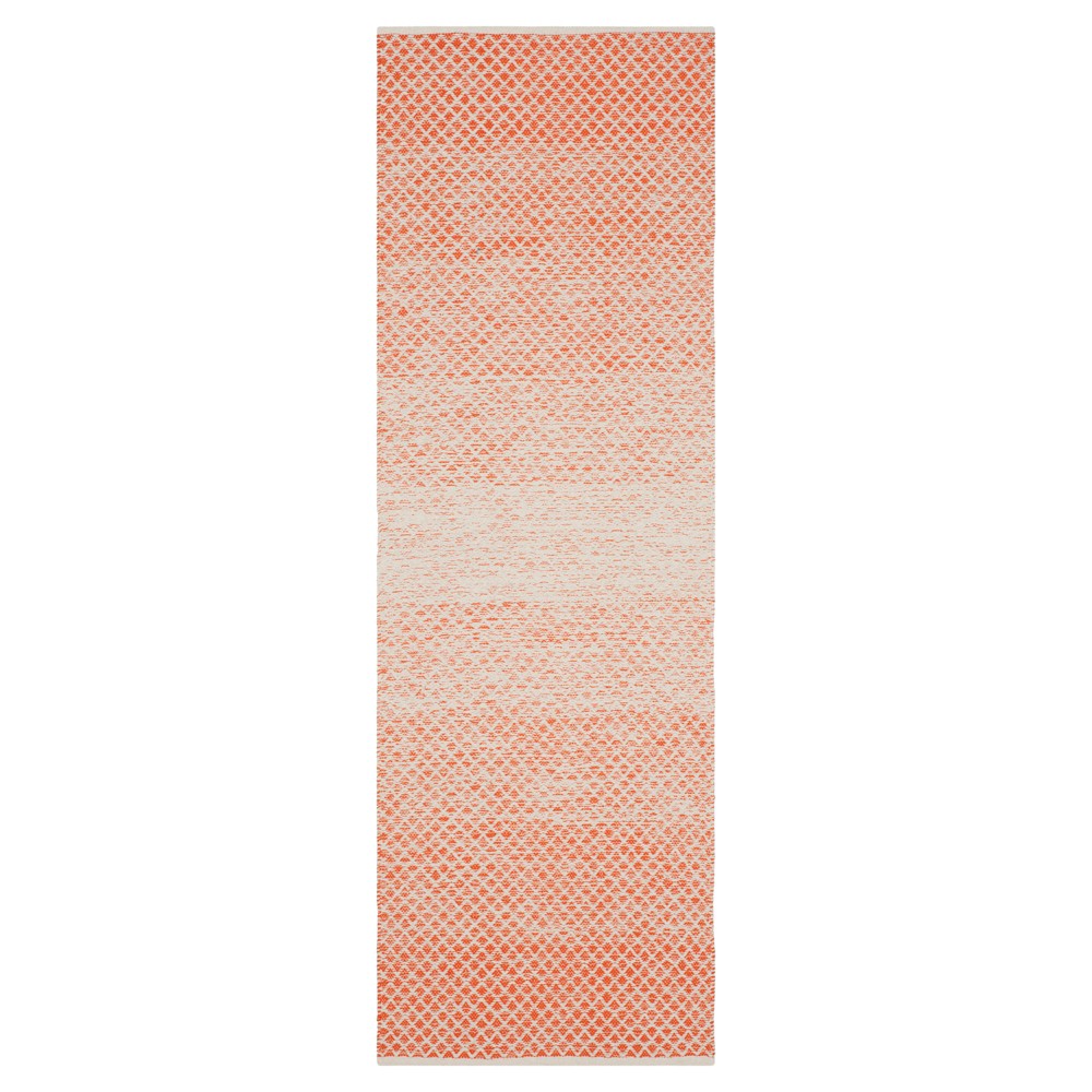 Orange/Ivory Geometric Flatweave Woven Runner 2'3inx7' - Safavieh