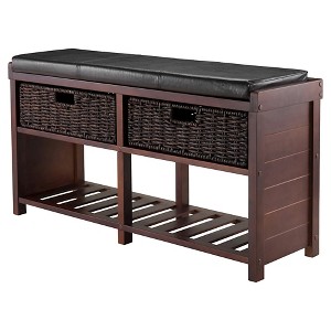 Colin Entryway Storage Bench with Cushion Cappuccino - Winsome: Upholstered Wool, Wood Legs, Spot Clean - 1 of 4