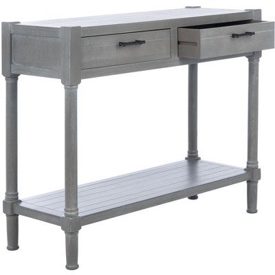 Elegant Whitewashed Grey 40" Metal & Wood Console Table with Storage