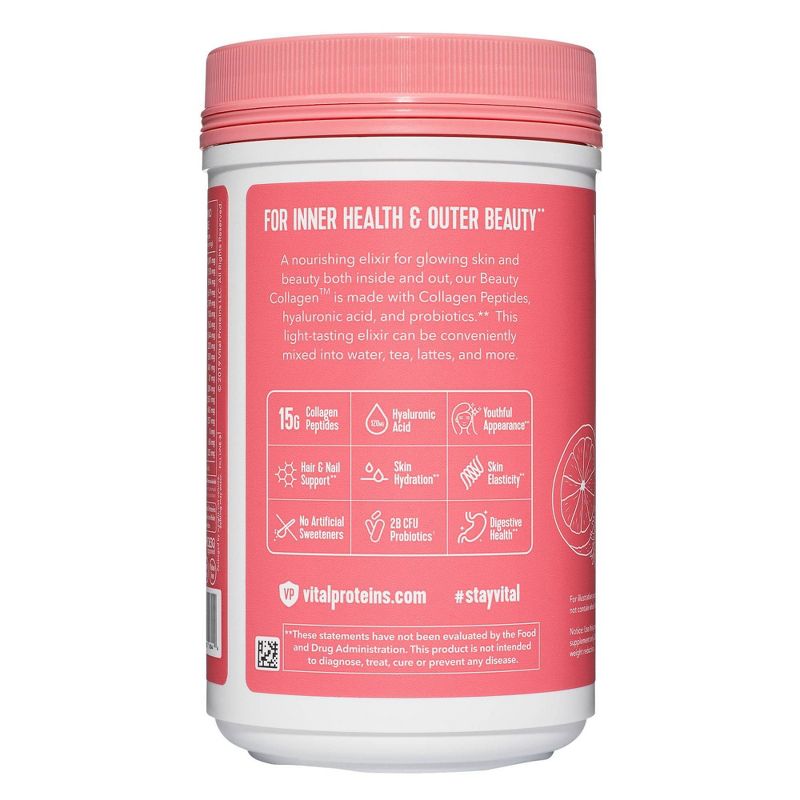 Vital Proteins Beauty Collagen Strawberry Lemon Dietary Supplements - 9.6oz, 4 of 16