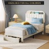 Twin Bed Frame Velvet Upholstered Platform Bed with Bookcase Headboard for Kids Girls Heavy Duty Steel Support Legs Easy Assembly Noise Free - 2 of 4