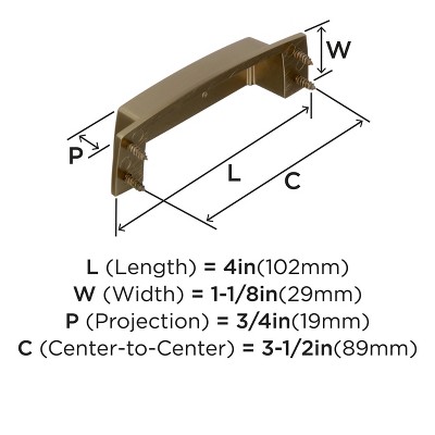 Golden Champagne 3-1/2" Cup Pull with Mounting Hardware
