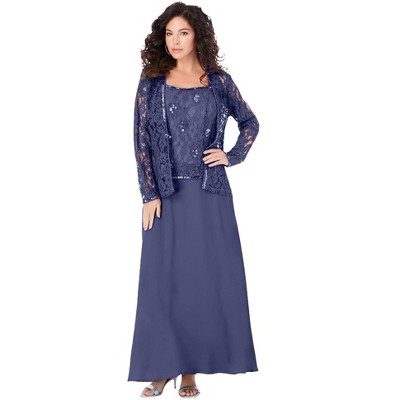 Roaman's Women's Plus Size Lace Jacket Gown