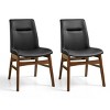 Subrtex Solid Wood dining Chair Faux Leather Upholstered Side Chair (Set of 2) - 2 of 4