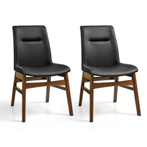 Subrtex Solid Wood dining Chair Faux Leather Upholstered Side Chair (Set of 2) - 1 of 4