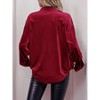 Women's Velvet Button Down Shirts Fall Dressy Casual Vintage Tops V Neck Sophisticated Blouses Long Sleeve - 3 of 4