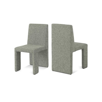 Meridian Furniture,Benson Linen Textured Fabric Dining Chair, Set of 2