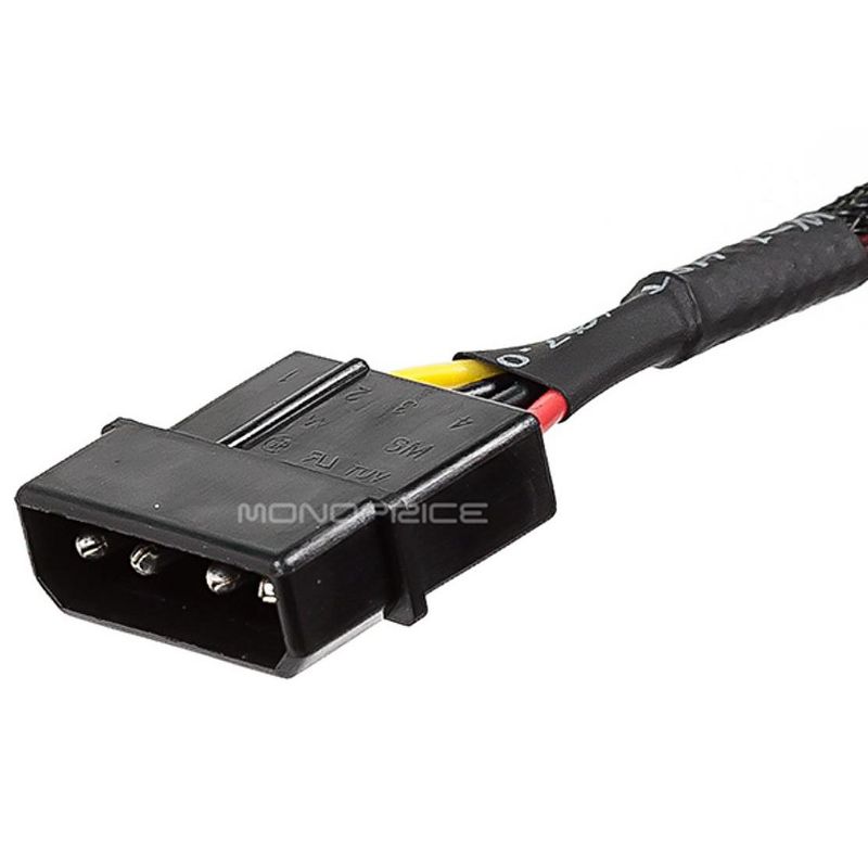 Monoprice DATA Cable - 1 Feet - 4-pin MOLEX Male to 2x 15-pin SATA II Female Power Cable (Net Jacket), 3 of 6