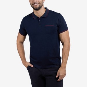 CULTURA Men's Short Sleeves 100% Cotton Polo With Jaquard Rib And Chest Rib Pocket - 1 of 4