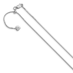 Black Bow Jewelry 1.2mm Rhodium Plated Silver Adjustable D/C Square Snake Chain Necklace - 1 of 4