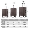 NAYSAYE Luggage Sets 3Piece Set 20Inch 24Inch 28Inch ABS Spinner Wheel Suitcase with Combination Lock for Travel, Brown, 19.3"*11.4"*29.5" - 3 of 4