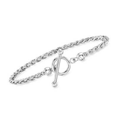 Ross-Simons 3mm Sterling Silver Wheat-Chain Toggle Bracelet