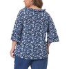 Agnes Orinda Women's Plus Size Floral Print V Neck Tiered Ruffle 3/4 Sleeve Casual Blouse - 4 of 4