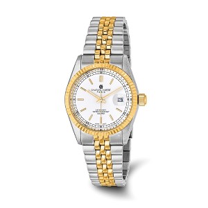 Black Bow Jewelry Charles Hubert Mens Two-Tone Off White Dial Round Analog Watch - 1 of 4