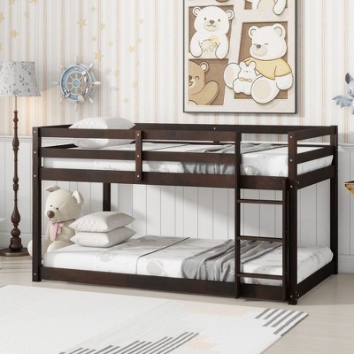 NicBex Twin Over Twin Bunk Bed,Wood Bunk Beds with Ladder,Bunk Bed Frame for Kids,Box Spring Not Required