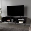 63" TV Stand with Door & Open Storage, 4 Spacious Shelves for Maximum Organization, Elegant Deep Wood Finish - 2 of 4