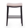 PAGED 24" High Saddle Bar Stools Set of 2, Modern Wooden Counter Height Bar Chair for Bar, Kitchen, Dining Room - 3 of 4