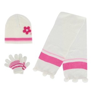 Heat Trendz Girl's One Size Fits Most Flower Hat Gloves and Scarf Winter Set - 1 of 4