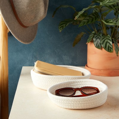 White Cotton Rope Round Nesting Storage Baskets, Set of 3