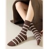 Anna-Kaci 3 Pairs Women's Striped Crew Socks with Ribbed Knit Design and Anti-Pilling Cotton Blend - 4 of 4