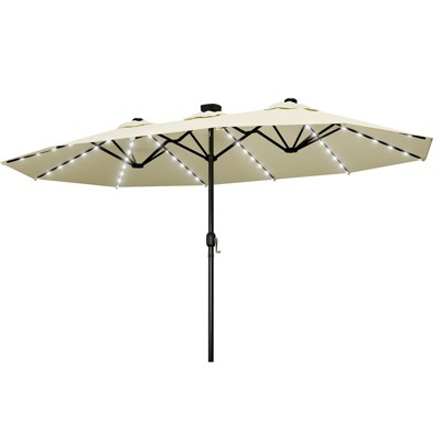 Sevobal Patio Umbrellas Outdoor Double Sided Twin Patio Umbrella Crank, Large Size for Poolside Backyard, Garden, Lawn, White, 181.1“*106.2"*94.5"