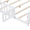 Full Size Floor Platform Bed With Fence And Door, Wooden Floor Bed Frame With Support Slats For Boys Girls Bedroom Furniture - 4 of 4