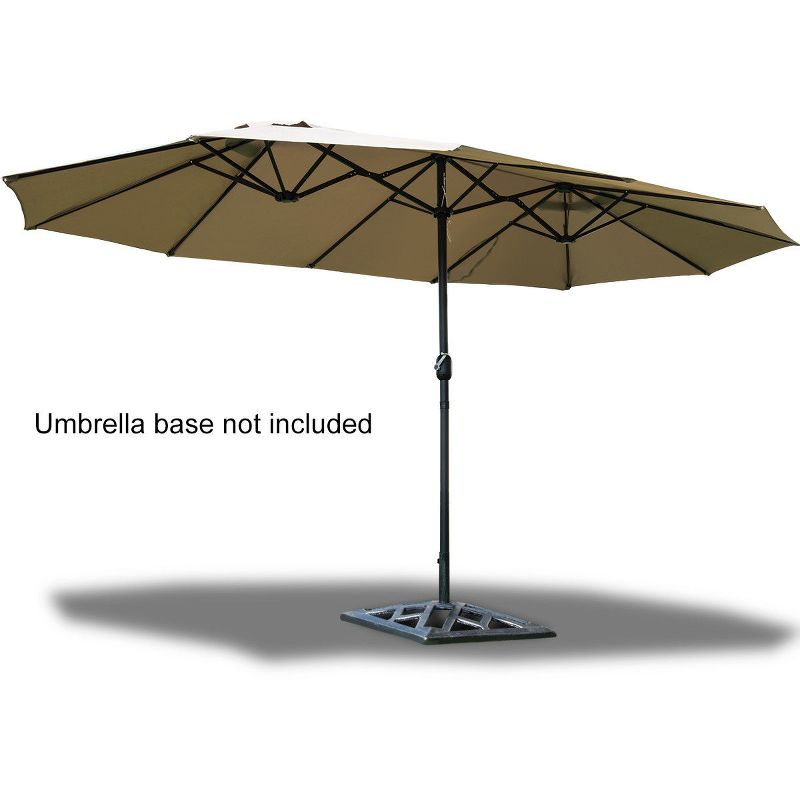 Costway 15' Market Outdoor Umbrella Double-Sided Twin Patio Umbrella with Crank beige, 4 of 13