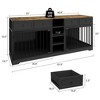 Double Dog Crate Furniture, Large Wooden Dog House with 4 Drawers - 2 of 4