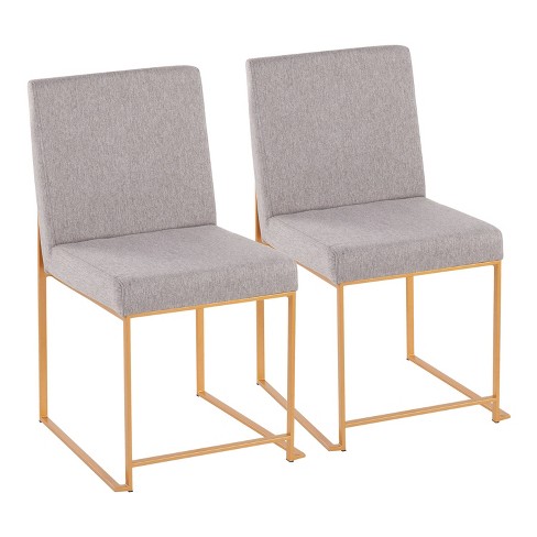 Set of 2 Highback Fuji Polyester Steel Dining Chairs Gold Light Gray LumiSource