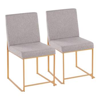 Set of 2 Highback Fuji Polyester/Steel Dining Chairs Gold/Light Gray - LumiSource