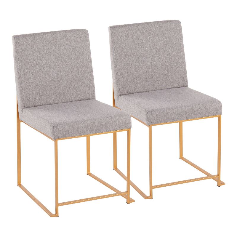 Set of 2 Highback Fuji Polyester/Steel Dining Chairs Gold/Light Gray - LumiSource, 1 of 12