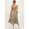 Pinkblush Olive Gingham Ruffle Strap Maternity Midi Dress - 3 of 3