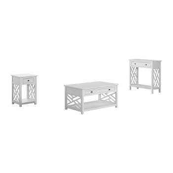 36" Middlebury Coffee Table, End Table and Console Table with Drawers White - Alaterre Furniture