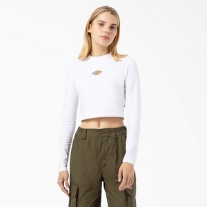 Dickies Women's Maple Valley Logo Long Sleeve Cropped T-Shirt - 1 of 2