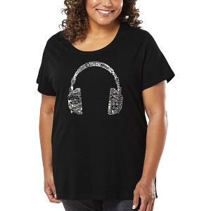 LA Pop Art Women's Word Art T-shirt - HEADPHONES - LANGUAGES - 1 of 4