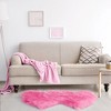 PiccoCasa Bedroom Double Heart Shaped Soft Faux Sheepskin Fur Plush Area Floor Mat 1 Pc - 3 of 4