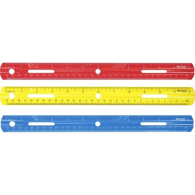 Acme Plastic Ruler Grooved Plastic 12"Long Assorted 10526