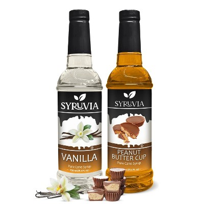 Syruvia Coffee Flavors Variety Pack: Vanilla & Peanut Butter Cup 25.4 fl oz Syrup