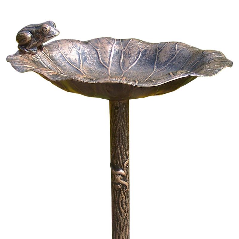 35&#34; Cast Aluminum Frog Birdbath Brown - Oakland Living with Weather-Resistant Finish & Nature-Inspired Design, 4 of 11